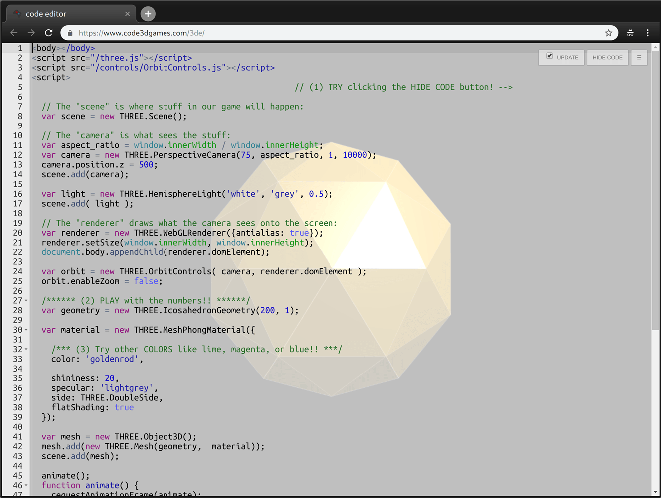 How to open 3DE Code Editor - 3D Game Programming for Kids